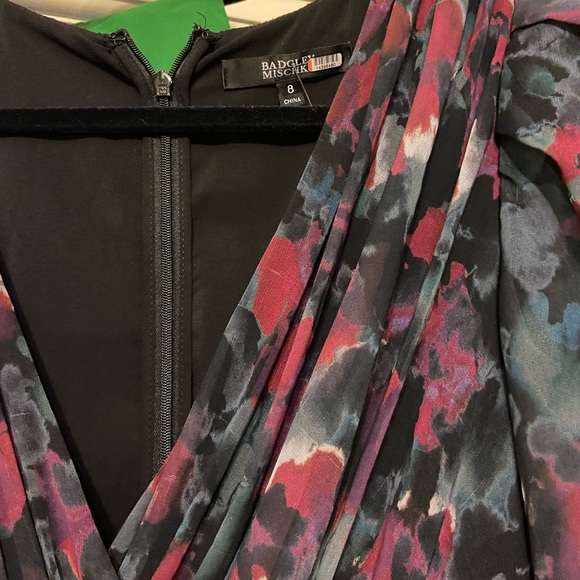 badgley mischka gown red black floral - Picture 2 of 5